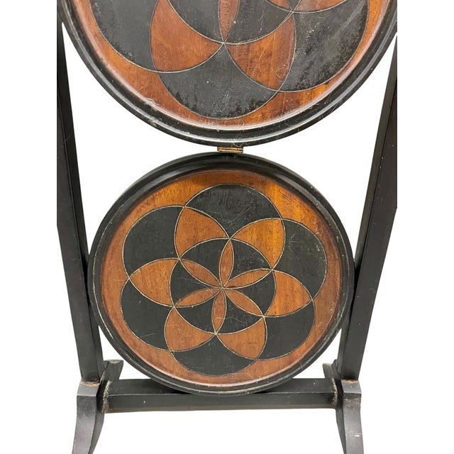 Antique English Folk Art Geometric Cocktail Tray Table For Sale - Image 15 of 18