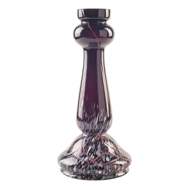 Violet Glass Candleholder, Northern Europe, 1970s For Sale