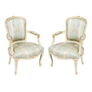 Set of Louis Revival French Painted Armchairs, 19th Century For Sale