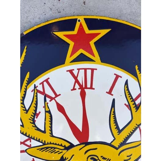 Mid 20th Century Vintage Art Deco Enamel Sign, Elks Club B.P.O.E., Two-Sided, 30-Inch For Sale - Image 5 of 8