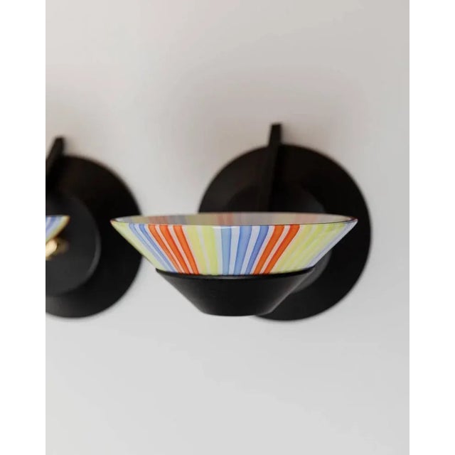Vintage Striped Murano Glass Wall Lamps, Italy, 1980s, Set of 2 For Sale - Image 4 of 11