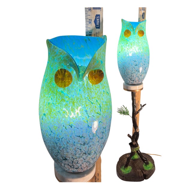 Murano Art Glass Owl Perched on a Tree Branch Torchiere Lamp For Sale - Image 18 of 18
