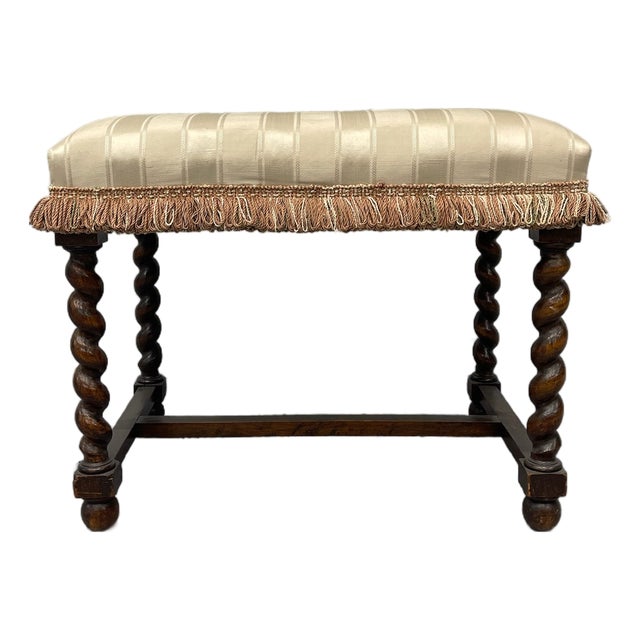 Antique Jacobean Revival Walnut Barley Twist Bench | Louis XIII Style For Sale