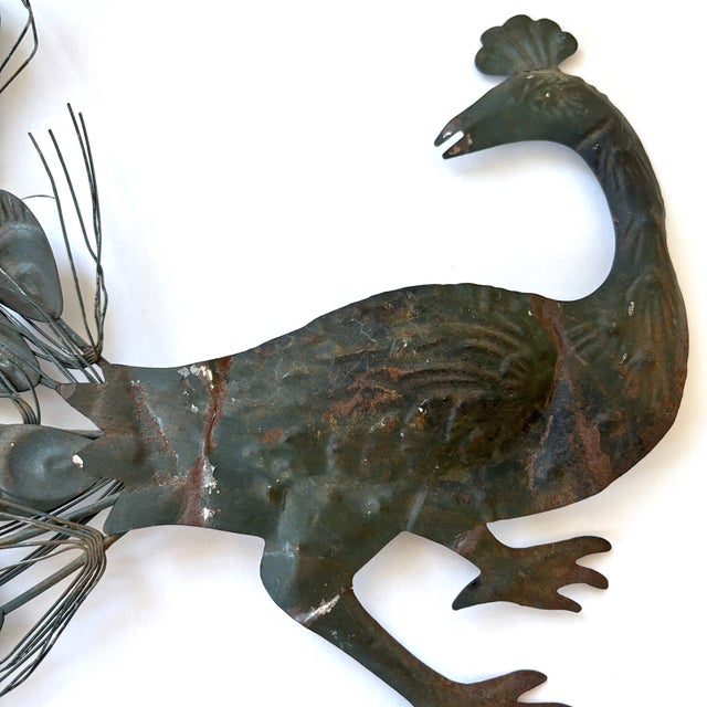 Stunning Pair of Mid Century Peacock Wall Sculptures For Sale - Image 4 of 7
