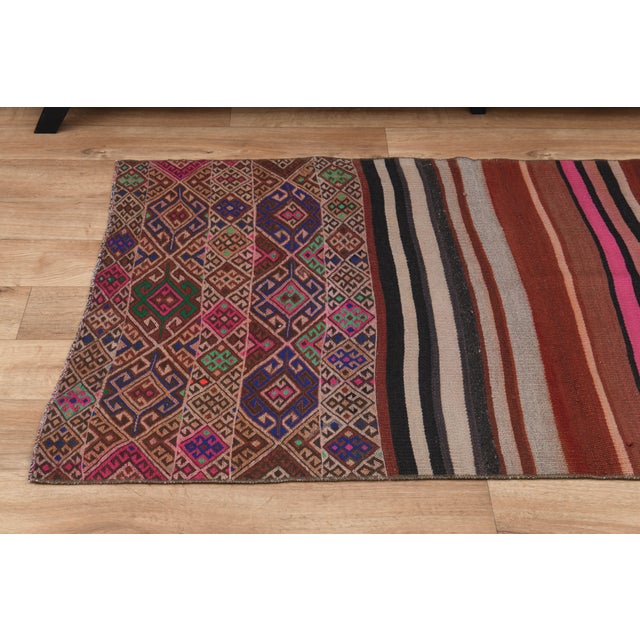 1970s Vintage Turkish Oushak Handmade Wool Cotton Pink Runner Rug For Sale - Image 11 of 11