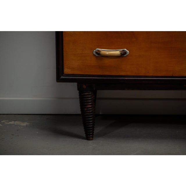 Wood Italian Chest of Drawers in Teak with Faux Bone Handles, 1940 For Sale - Image 7 of 18