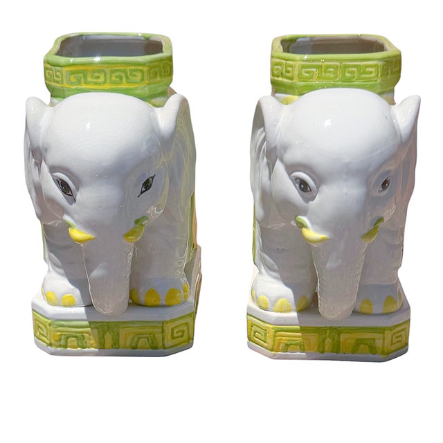 Vintage Ceramic Elephant Planters / Cachepots – Pair For Sale - Image 10 of 10