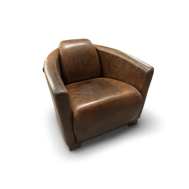 2000 - 2009 Cigar Brown Leather Aviator Club Armchair For Sale - Image 5 of 18