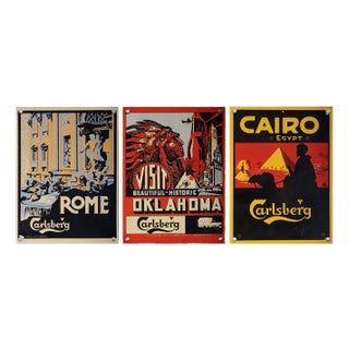 Danish Enamel Signs by Carlsberg, 1950s, Set of 3 For Sale