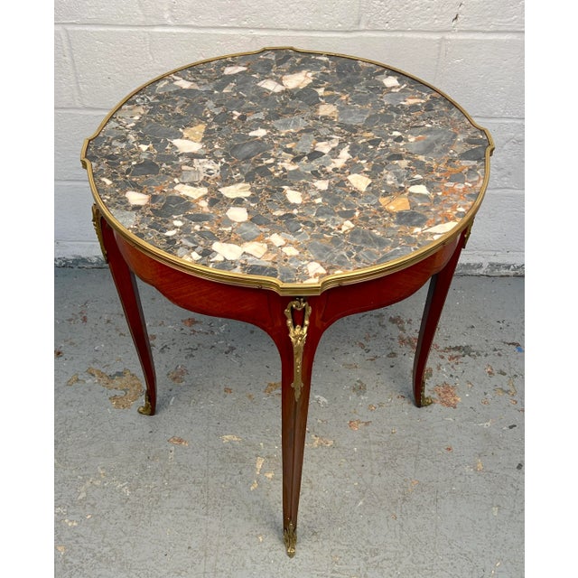 French Antique French Bronze and Rouge Marble Side Table For Sale - Image 3 of 11