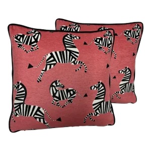 Mag Fabrics Jasper in Geranium Velvet Pillows - Pair