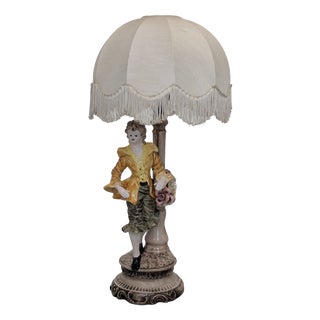 Italian Hand-Painted Ceramic Table Lamp For Sale