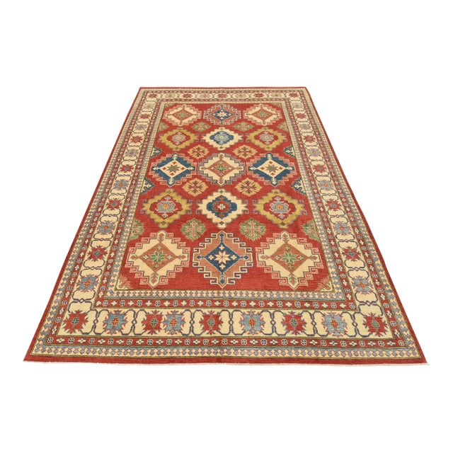 Kazak Rug 8’11” X 12’8” Red Wool Tribal Hand-Knotted Oriental Carpet For Sale