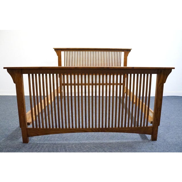 1990s Michael Howard Oak Contemporary Mission Style Queen Size Bed For Sale - Image 5 of 11