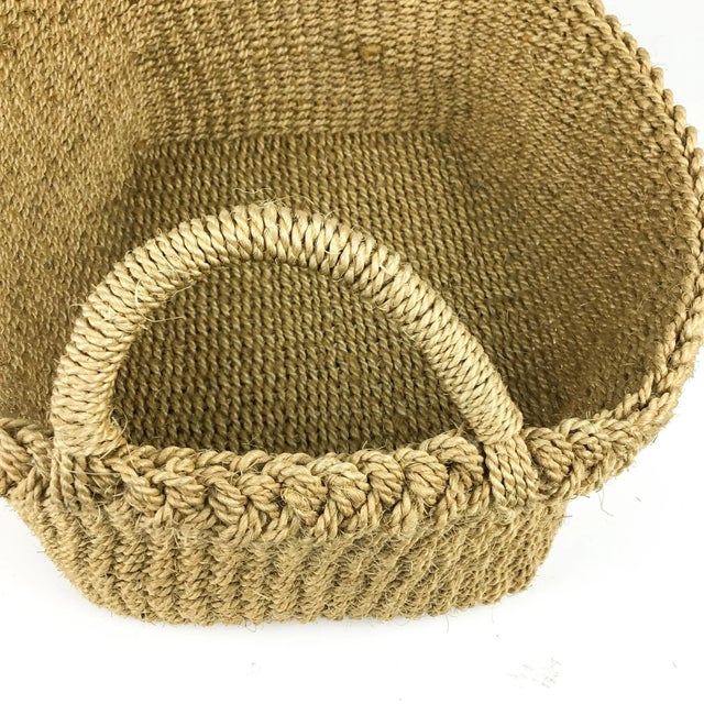 Tan Vintage Sisal Soft Flexible Farmers Basket For Sale - Image 8 of 13