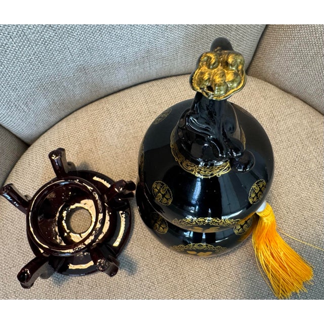 Black Grand Scale Hand-Carved Gold Gilded Mount Taishan Black Jade "Hulu" Gourd For Sale - Image 8 of 9