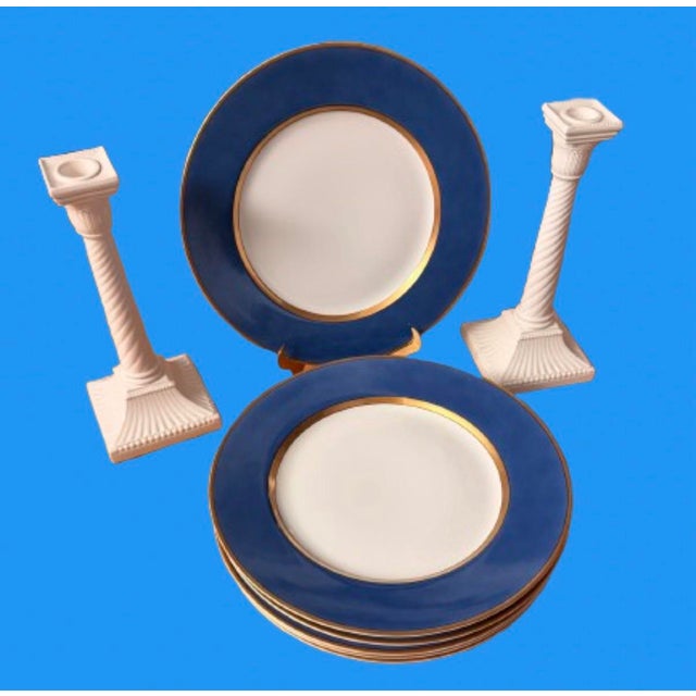 Vintage Fitz and Floyd Porcelain Renaissance Blue Platters - Set of 6 For Sale - Image 9 of 10