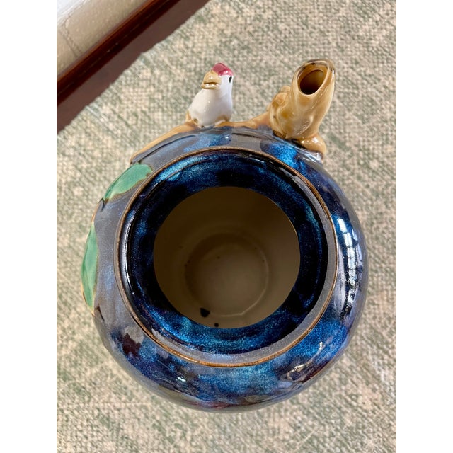 Vintage Majolica-Style High Relief Bird Vase For Sale - Image 6 of 7