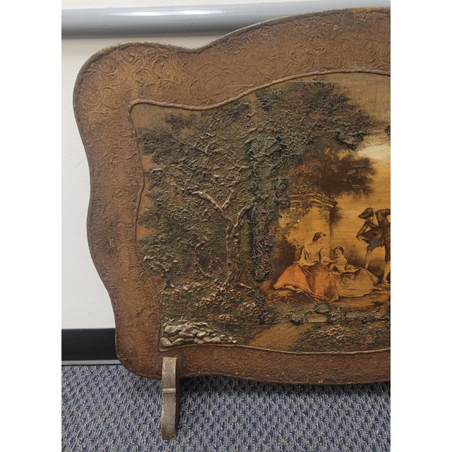 Antique Hand Raised Painted Fireplace Screen, Circa 1920 For Sale In Washington DC - Image 6 of 10