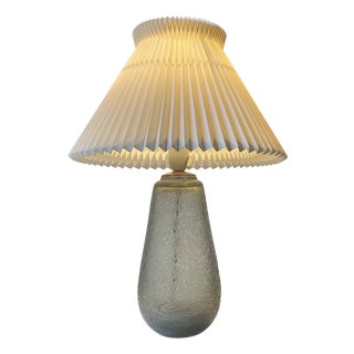 Art Deco Grey Ice Flower Glass Table Lamp by Jacob E. Bang for Holmegaard, 1920s For Sale