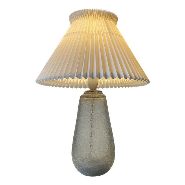 Art Deco Grey Ice Flower Glass Table Lamp by Jacob E. Bang for Holmegaard, 1920s For Sale