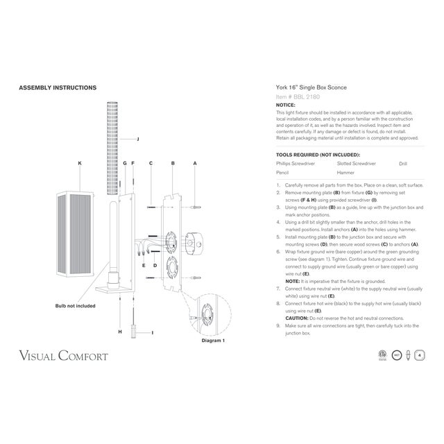 Brass Barbara Barry for Visual Comfort Signature York 16" Single Box Sconce in Soft Brass with Clear Ribbed Glass For Sale - Image 8 of 9