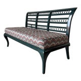 1970’s Hollywood Regency Green Painted Loveseat / Settee For Sale
