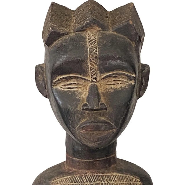 Vintage Baule Maternity Figure Sculpture Cote d'Ivoire Africa 18.5" H For Sale - Image 4 of 8