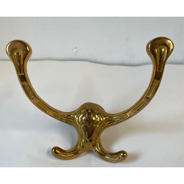 Metal Vintage Brass Coat Hook For Sale - Image 7 of 7