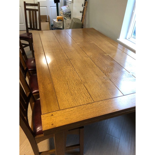 1990s Mission Stickley Draw Top Dining Table Chairish