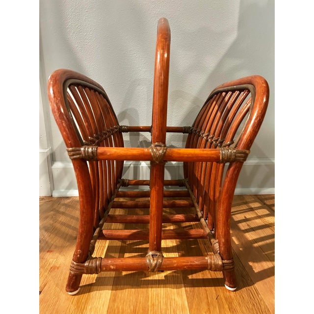 1980s Vintage Rattan Magazine Rack For Sale - Image 5 of 8