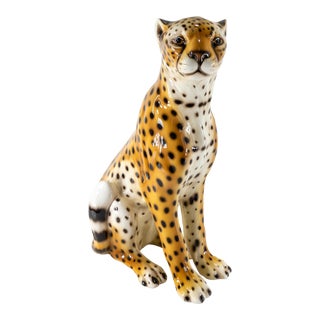 Late 20th Century Italian Ceramic Cheetah Figure for Scully & Scully For Sale