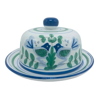 Hand Painted Cheese Dome Set For Sale