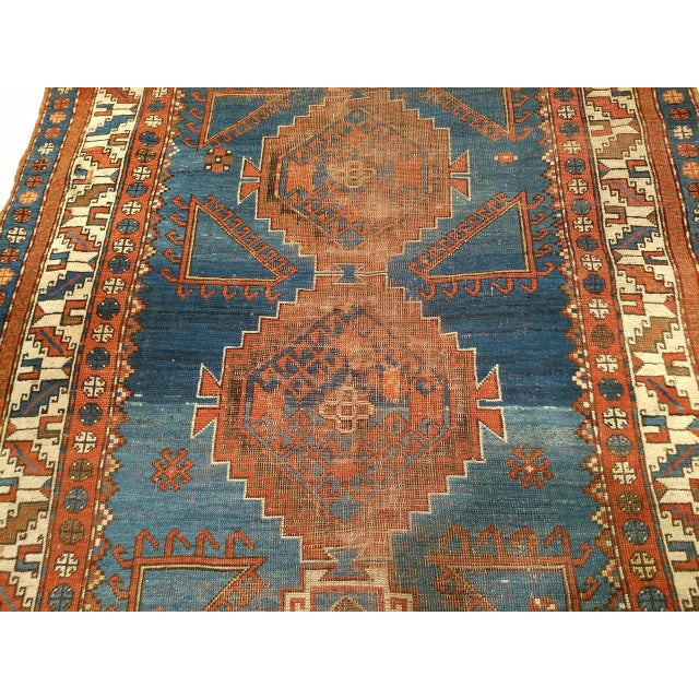19th Century Caucasian Kazak Rug, Hand-knotted Wool, Geometric Design, Royal Blue. 5' x 8' For Sale - Image 16 of 16