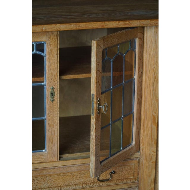 Danish Oak Sideboard with Leaded Glass Doors by Henning Kjærnulf, Denmark, 1960s For Sale - Image 12 of 18