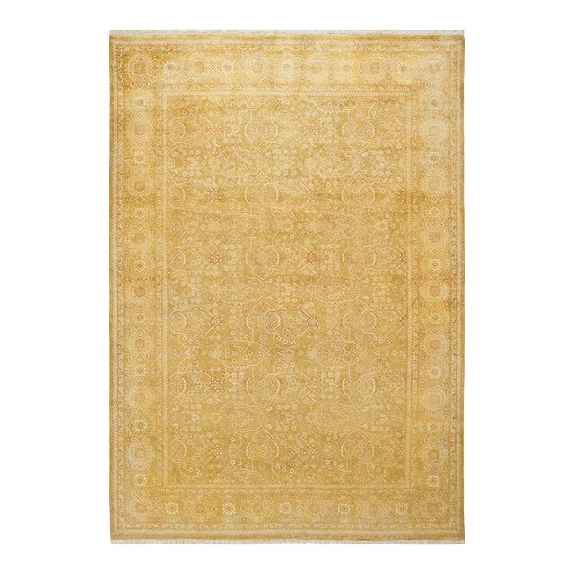 Mogul Collection Hand-Knotted Area Rug - Green 6' 1" x 8' 8" For Sale - Image 4 of 4