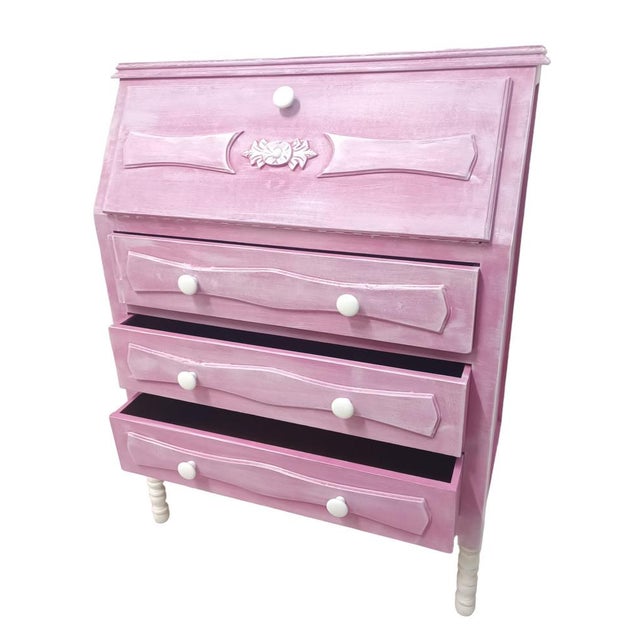 Porcelain and Wood Princess Desk, 1950s For Sale - Image 3 of 12