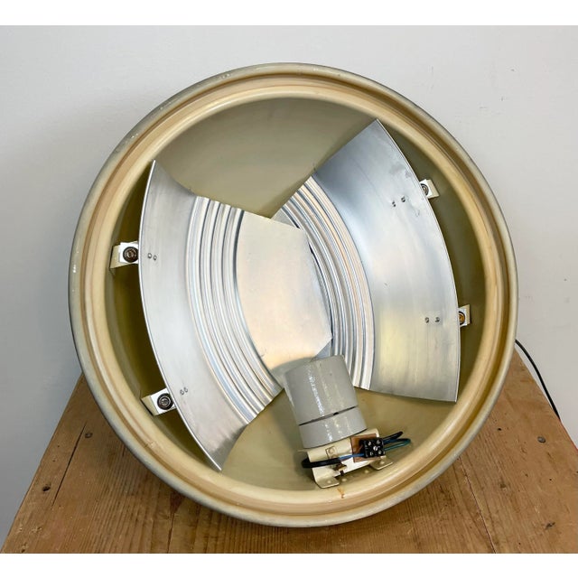 Industrial Grey Pendant Lamp with Clear Glass Cover, 1970s For Sale - Image 11 of 16