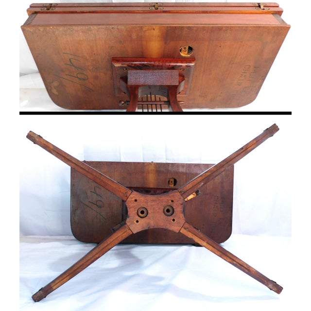 Late 1930s Vintage Lexington Chair Company Mahogany Veneer Lyre Flip-Top Game Table For Sale - Image 18 of 18