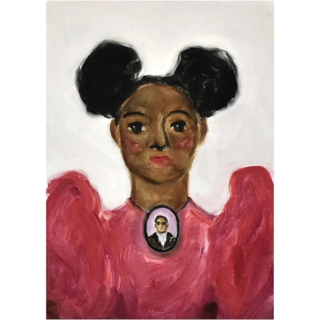 An archival giclée print of an original colorful portrait painting, 5"x7", signed front and back.