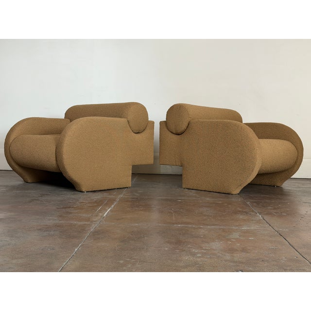Brown Vintage 1980's Attributed to Vladimir Kagan Arriviste Roll Back Lounge Chairs For Sale - Image 8 of 14