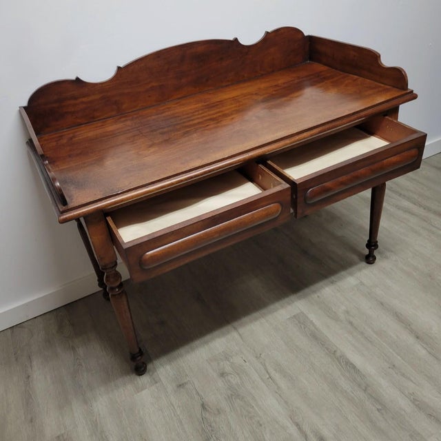 Antique English Georgian Mahogany Gallery Writing Desk With Two Drawers, Circa 1830 For Sale In Raleigh - Image 6 of 12