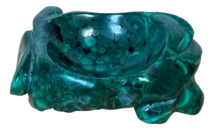 Chinese Carved Malachite Scholar’s Brush Washer in the Form of a Lotus Leaf
