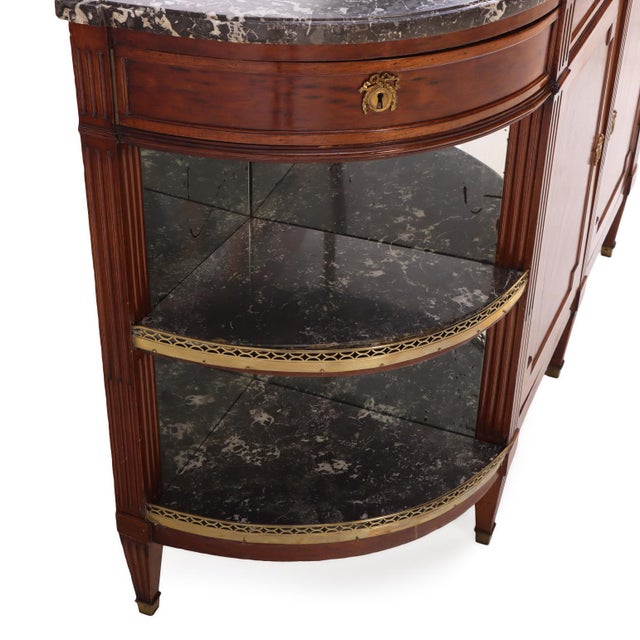 Wood Mahogany Louis XVI Marble Top French Sideboard, C. 1880 For Sale - Image 7 of 8