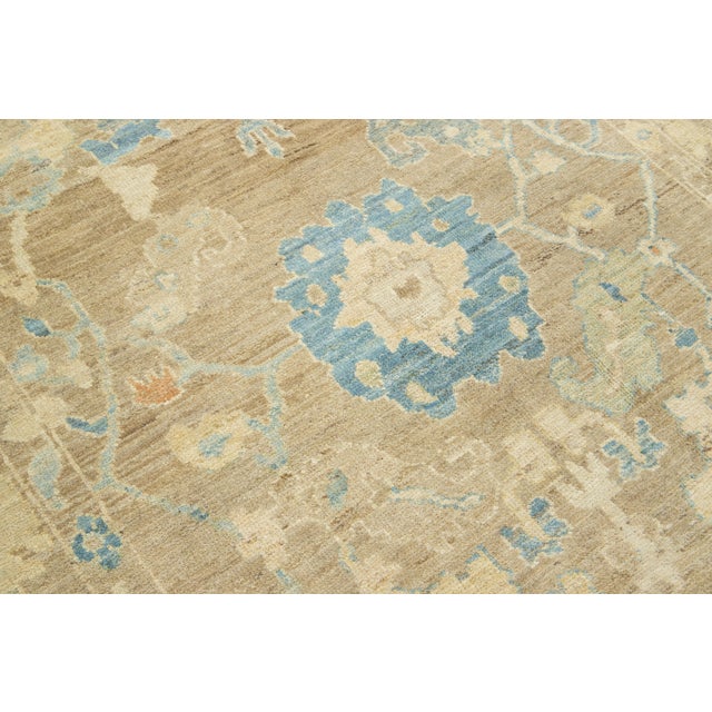 Textile Light Brown Contemporary Sultanabad Floral Wool Rug by Apadana For Sale - Image 7 of 10