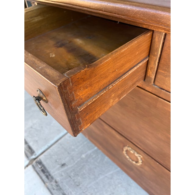 Brown Vintage Federalist Style Chest of Drawers Dresser For Sale - Image 8 of 12