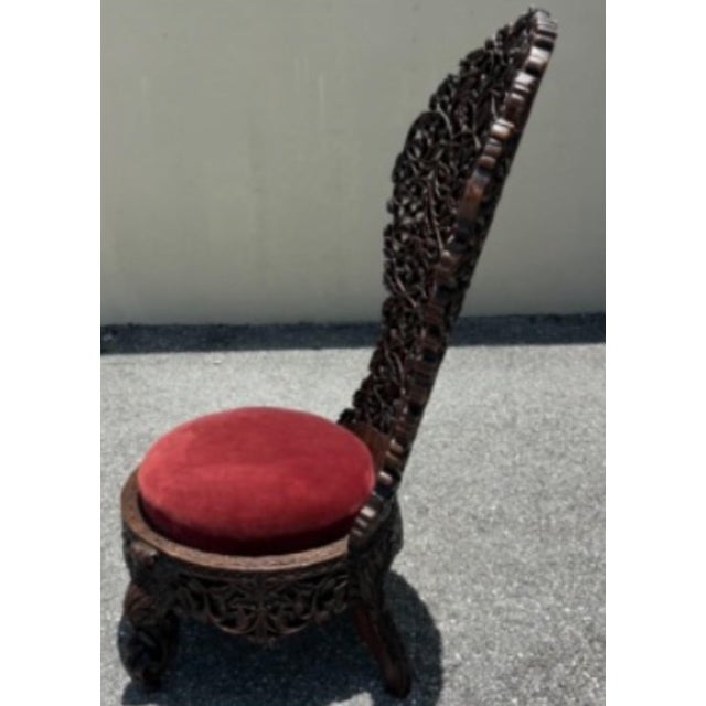 19th Century Victorian Wood Hand Carved Anglo Indian Burmese Chair For Sale - Image 12 of 12