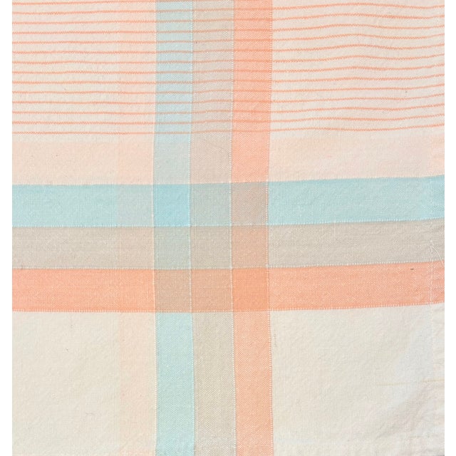 1980s Pastel Pinstripe and Plaid Cotton Tablecloth For Sale In Palm Springs - Image 6 of 9