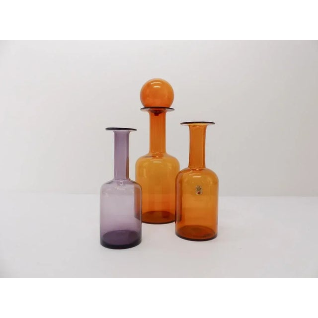 Scandinavian Bottles by Otto Brauer for Holmegaard, 1960s, Set of 3 For Sale - Image 6 of 6