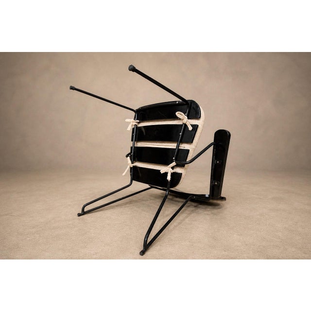 Black Three Armchairs in Ebonized Wood & Metal With Loose Cushion, Carlo Hauner, 1950s For Sale - Image 8 of 18